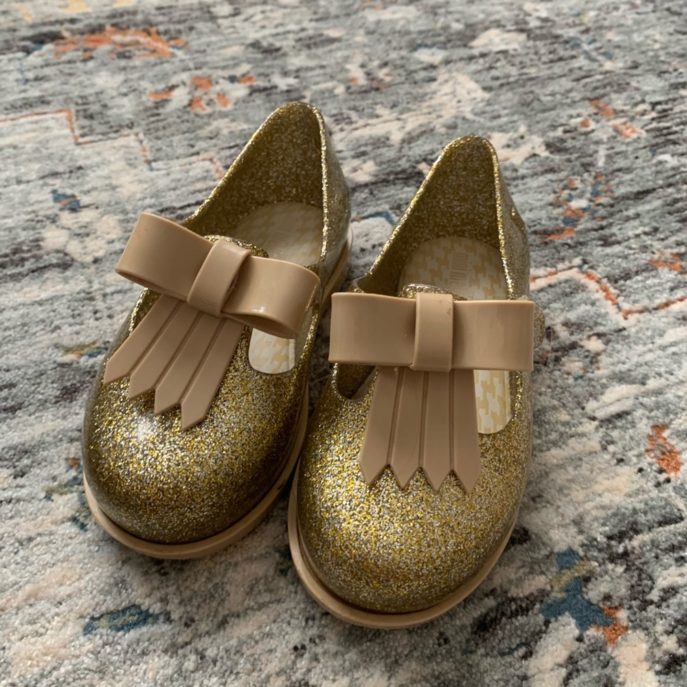 Mini Melissa Gold Glitter Mary Jane EUC